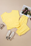 Beau Blue Solid Color Cropped Tank Top and Jogger Pants Set