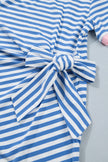 Sky Blue Stripe Nautical Tie Contrast Trim Round Neck T Shirt Mini Dress