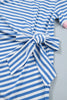 Sky Blue Stripe Nautical Tie Contrast Trim Round Neck T Shirt Mini Dress