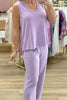 Orchid Petal Tank and Straight Loose Drawstring Pants Set