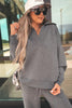 Bristol Black Collared V Neck Pullover Sweatshirt Sweatpants Set