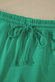 Sea Green Solid Color Loose Tee Drawstring Shorts 2pcs Outfit