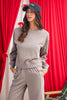 Gray Morn Varsity Striped Detail Cropped Pullover Wide Leg Pants 2pcs Outfit
