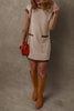 Parchment Stylish Textured Color Block Trim Shift Mini Dress