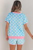 Pink Polka Dot Contrast Edge Casual Short Set