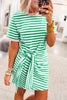 Sky Blue Stripe Nautical Tie Contrast Trim Round Neck T Shirt Mini Dress