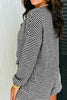 Brown Stripe Textured Knit Long Sleeve Top Elastic Waist Shorts Casual Outfit