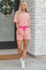 Rose Stripe Drop Shoulder Boxy Casual Terry Short Set