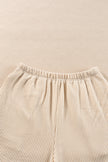 Chestnut Corded Long Sleeve Top and High Waist Shorts Set
