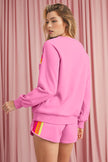 Black Colorful Striped Long Sleeve Pullover and Shorts Set