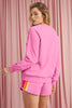 Black Colorful Striped Long Sleeve Pullover and Shorts Set