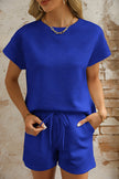 Red Dahlia Textured Short Sleeve Top and Shorts Set