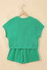 Sea Green Solid Color Loose Tee Drawstring Shorts 2pcs Outfit