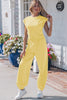 Beau Blue Solid Color Cropped Tank Top and Jogger Pants Set