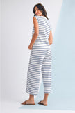 Rose Stripe Casual  Tee and Wide Leg Pants Set