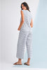 Rose Stripe Casual  Tee and Wide Leg Pants Set