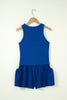 Dark Blue Ribbed Slim Tank Pocketed Wide Leg Shorts Set
