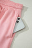 Gossamer Pink Scalloped V Neck Dolman Oversize Top Drawstring Short Set