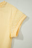 Yellow  Eyelet Lace Patchwork Sleeve Short 2pcs Outfit