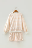Pink Plaid Baggy Pullover Drawstring Casual Shorts 2pcs Outfit