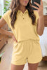 Mist Blue Loose Polo Tee Elastic Waist 2pcs Short Set