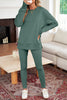Black Solid Color Oversize Slit Sweatshirt Ribbed Leggings 2pcs Set