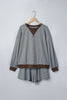 Brown Stripe Oversized Long Sleeve Top Drawstring Loose Shorts 2pcs Set
