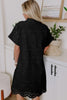 Rose Red Solid Color Eyelet Embroidered T Shirt Mini Dress