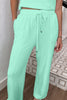 Moonlight Jade Drawstring Elastic Waistband Solid Color Two Piece Casual Set