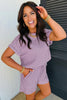Brown Stripe Breathable Textured Knit Short 2pcs Set