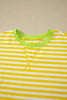 Yellow Stripe Contrast Neck Loose Tee and Drawstring Shorts Set