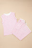 Rose Stripe Casual  Tee and Wide Leg Pants Set