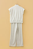Light Grey Half Zip Polo Tee Casual Pant Set