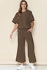 Gray Textured Loose Fit T Shirt & Drawstring Pants Set