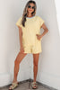 Sachet Pink Soft Ribbed Color Block Trim Casual Short Set