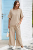 Oatmeal 3D Lattice Texture Sporty Dolman Top Drawstring Pants Set