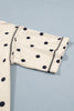 White Polka Dot Short Sleeve Loose Top Drawstring Shorts Set