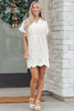 Rose Red Solid Color Eyelet Embroidered T Shirt Mini Dress