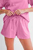 Bonbon Loose V Neck Tee and Drawstring Shorts Set