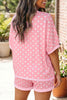 Pink Polka Dot Oversized Top Drawstring Short Set