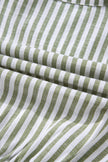 Green Stripe Tasseled Tie Neck Ruffled Short Sleeve Tiered Flattering Dress