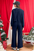 Gray Morn Varsity Striped Detail Cropped Pullover Wide Leg Pants 2pcs Outfit