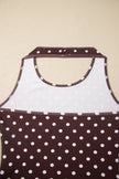 Brown Polka Dot Halter Tank Drawstring Elastic Waist Short Set
