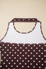 Brown Polka Dot Halter Tank Drawstring Elastic Waist Short Set