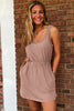 Smoke Gray Mineral Wash U Neck Elastic Waist Sleeveless Mini Dress