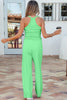 Yellow Cream Slim Ribbed Tank Top and Sweatpants Set