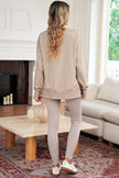 Black Solid Color Oversize Slit Sweatshirt Ribbed Leggings 2pcs Set