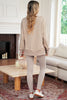 Black Solid Color Oversize Slit Sweatshirt Ribbed Leggings 2pcs Set