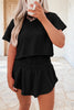 Black Cropped Tee and Ruffle High Waist Skort Set
