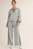 Black Striped Patchwork Quarter Zip Pullover Loose Pants Set